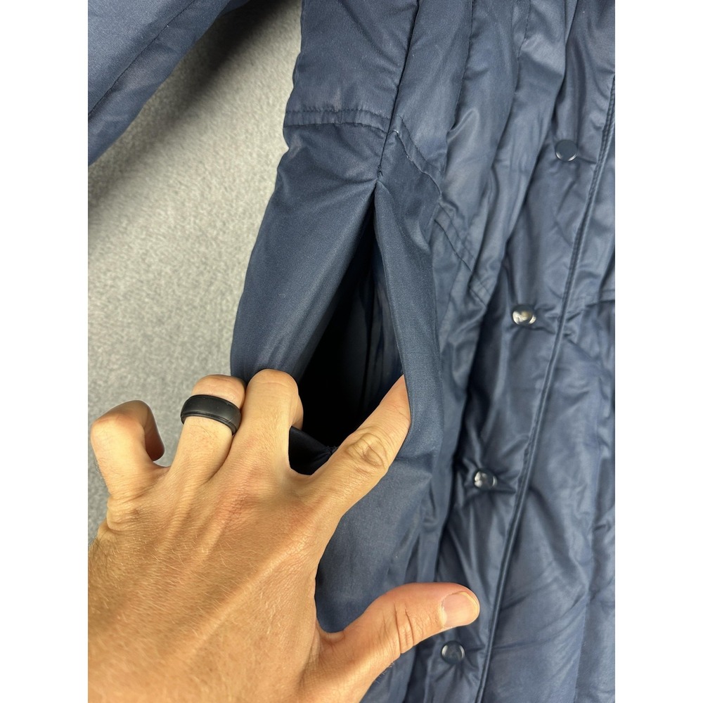 Downist Coat Womens Medium Blue Long Down Puffer Quilted Zip Collared Pockets - Picture 7 of 11